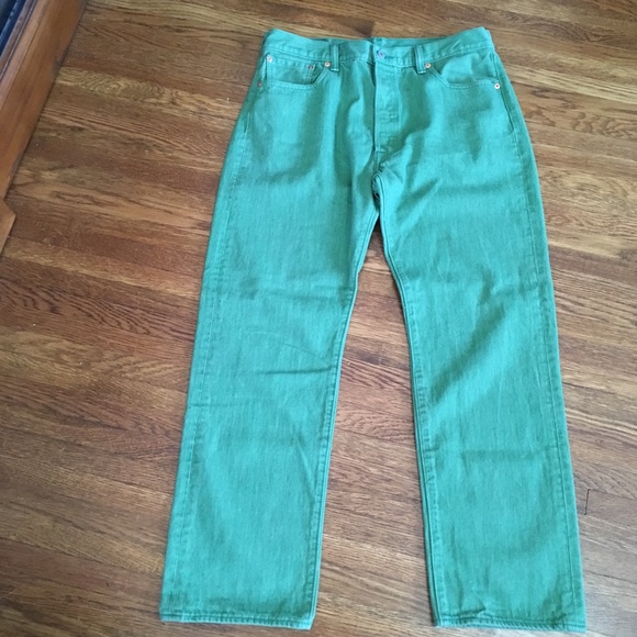 SOLD Levis 501 green button fly jeans 36 x 32 men - Picture 4 of 8